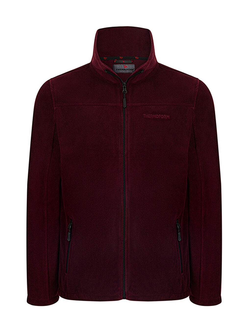 Bordo Erkek Polar Fermuarlı Sweatshirt-3