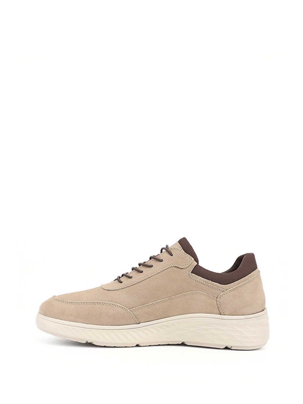 Ekru Erkek Kum-siyah Bağcıklı Hakiki Deri Sneaker-2