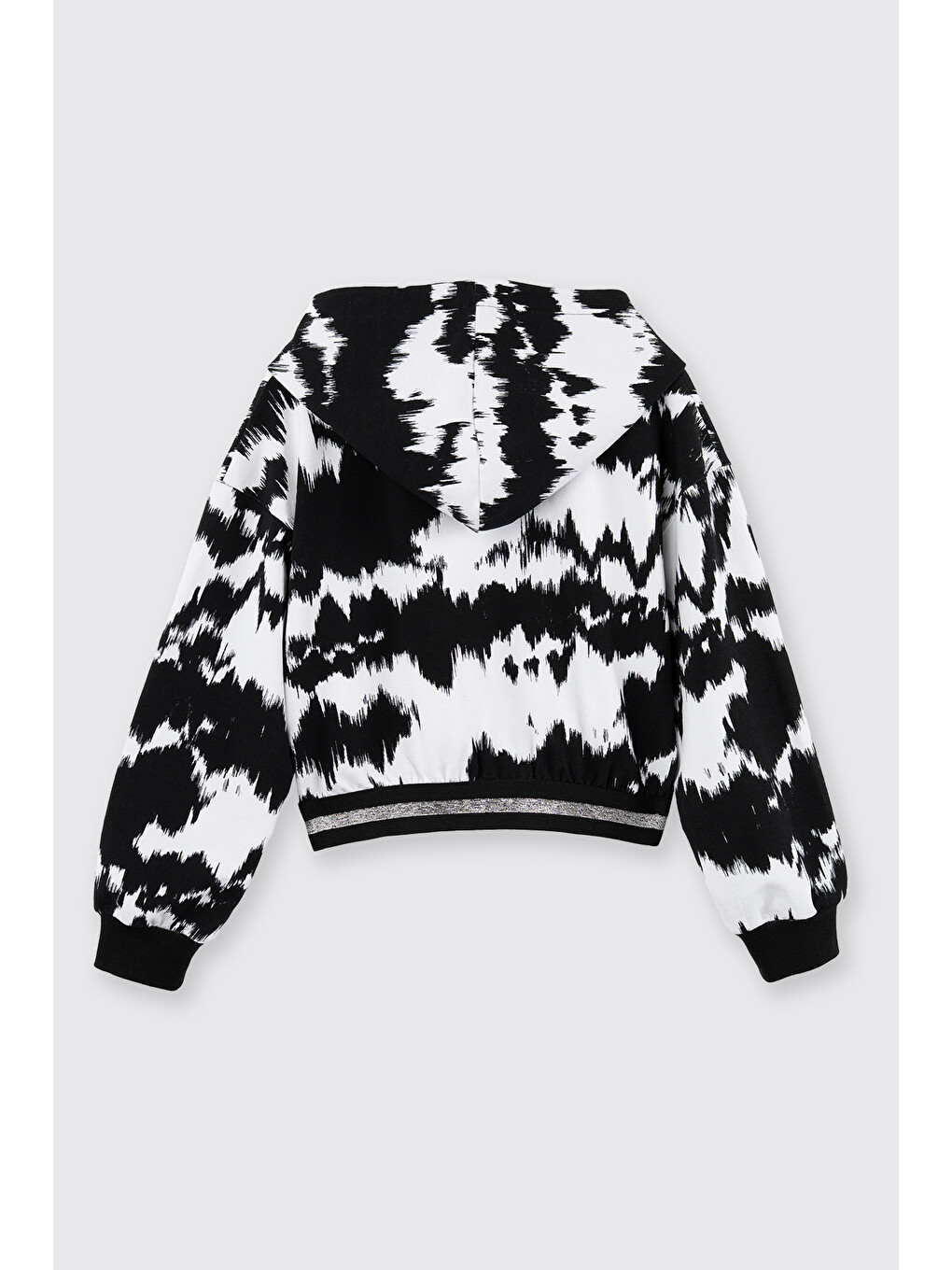 Kız Çocuk Desenli Kapüşonlu Siyah Sweatshirt-6