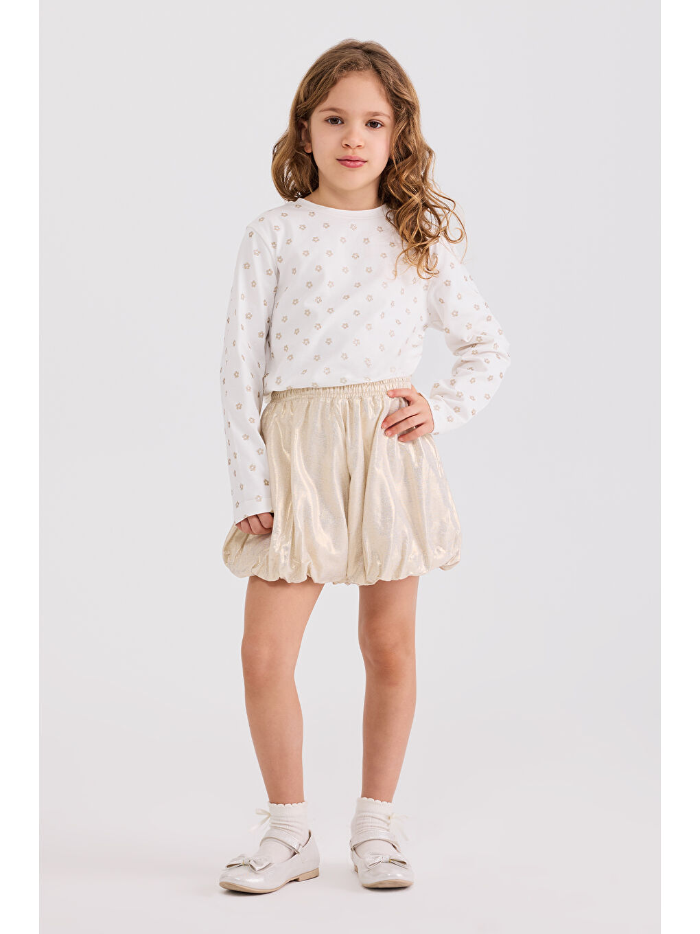 Sarı Kız Çocuk Gold Şort-7