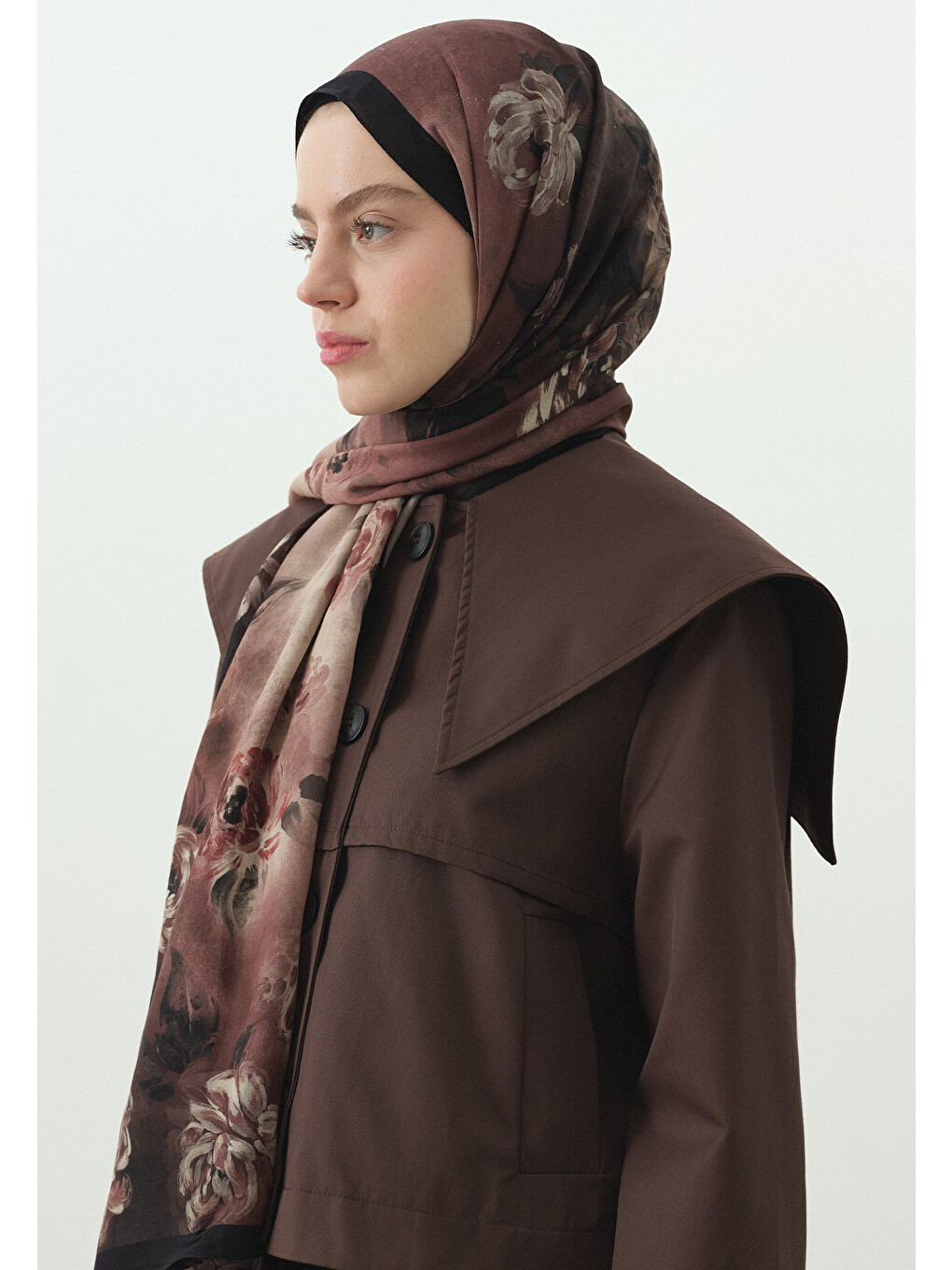 Marielle Desenli Pamuk Viskon Şal Siyah-6