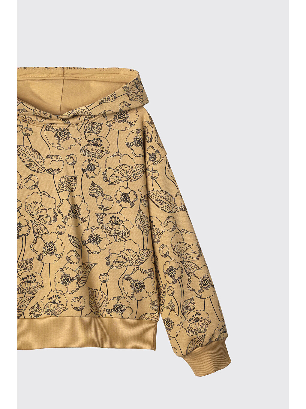 Sarı Kız Çocuk Çiçek Desenli Hardal Sweatshirt-6