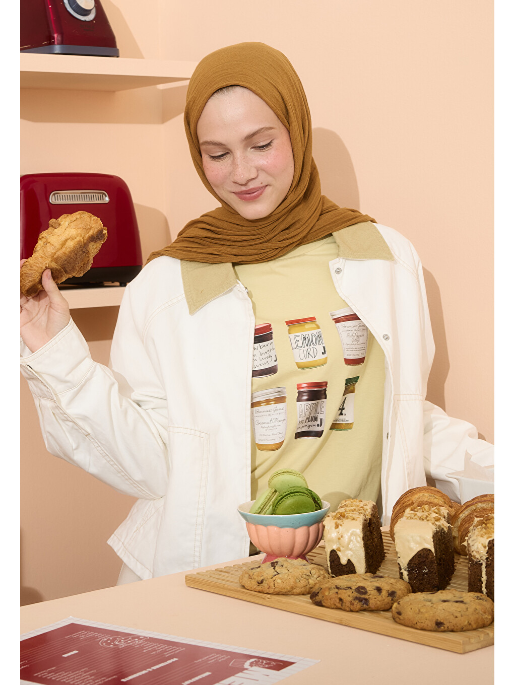 Sarı Pamuklu Keten Şal Almond Croıssont-1