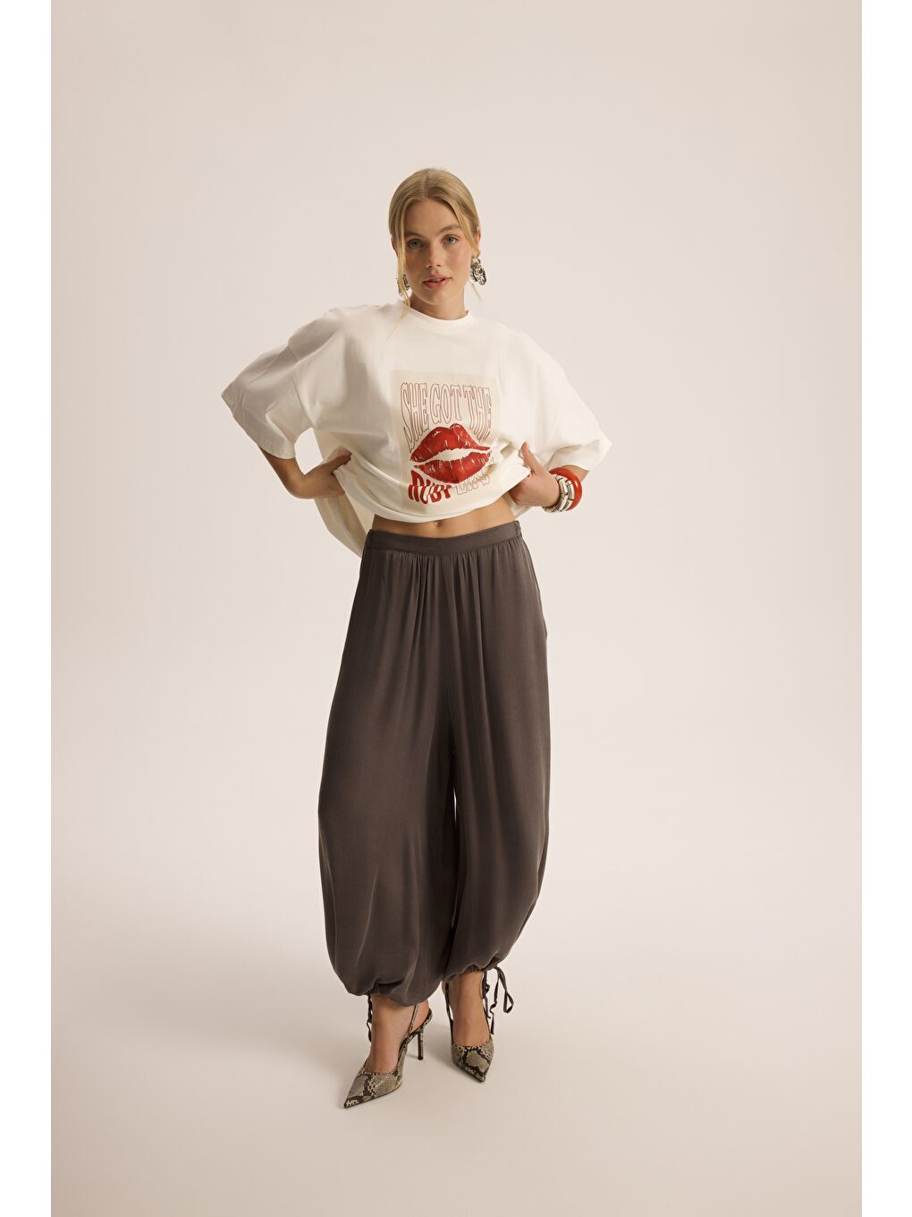 Aria Antrasit Şalvar Pantolon-2