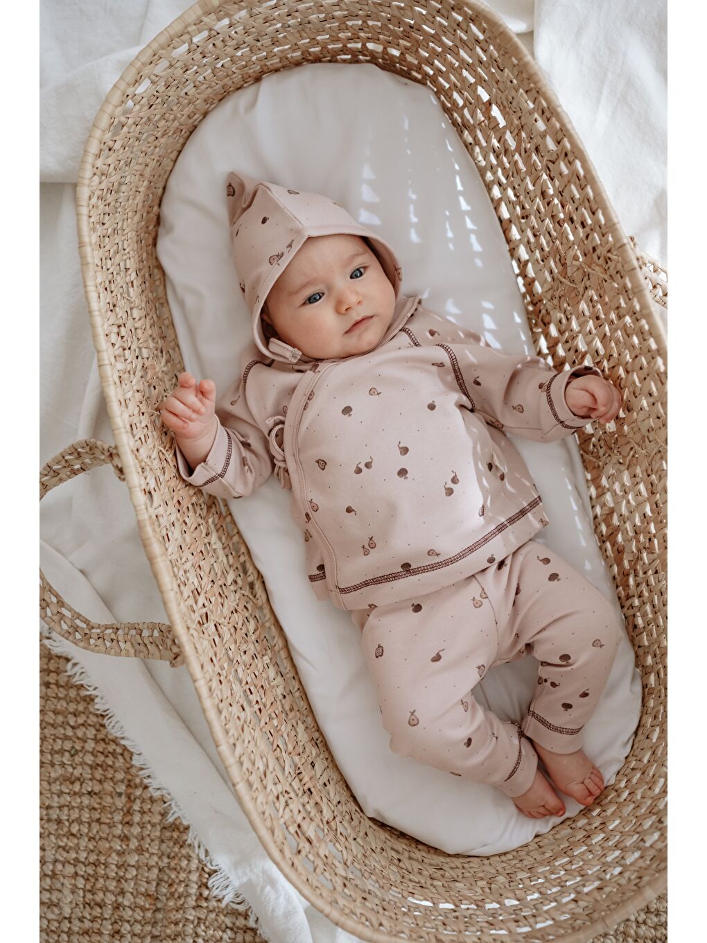 Bej Armut Baskılı Pure Hug Serisi Kruvaze 3'lü Takım-7