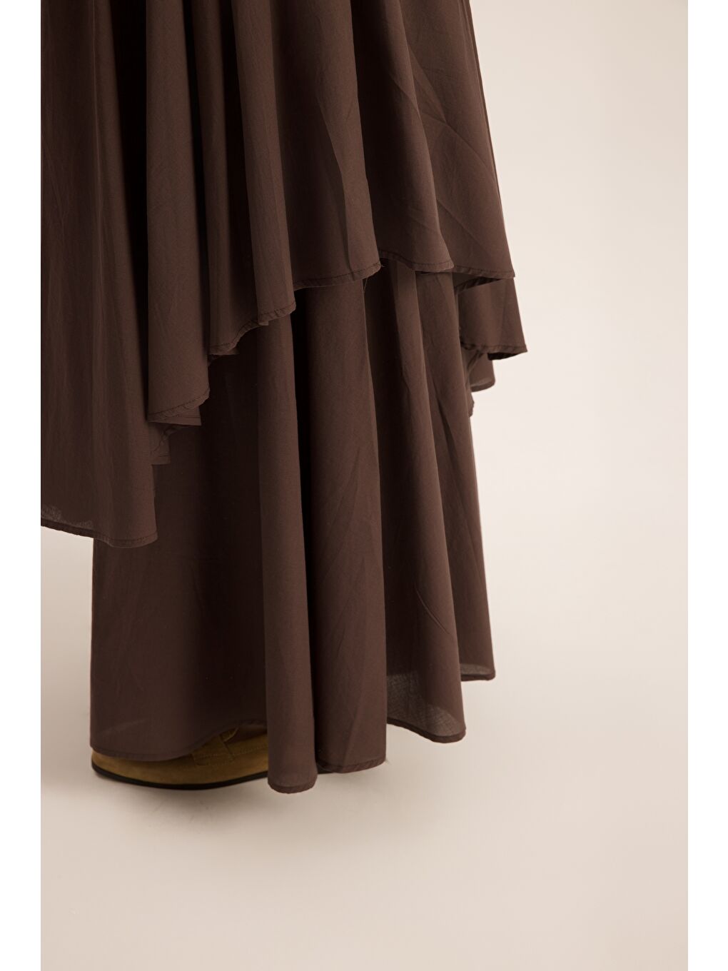 Kahverengi Kevin Çift Kat Kahve Uzun Etek-6