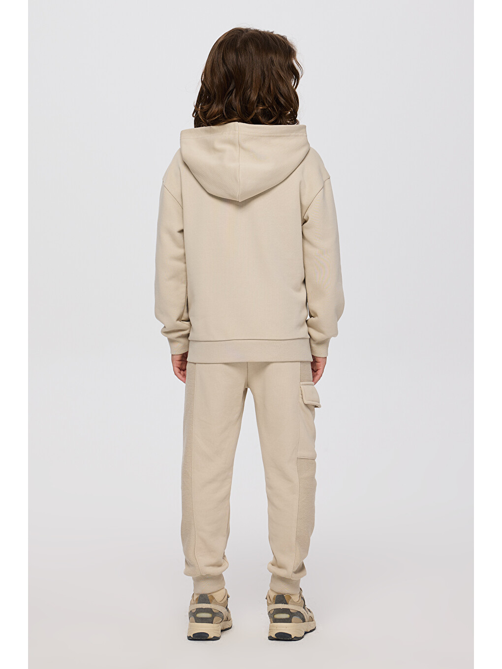 Bej Erkek Çocuk Kapüşonlu Taş Sweatshirt-7