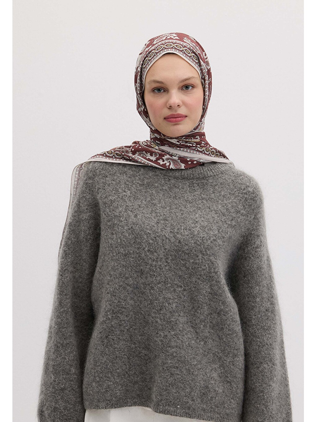 Pembe Lena Desen Şal Vıntage Rose-3