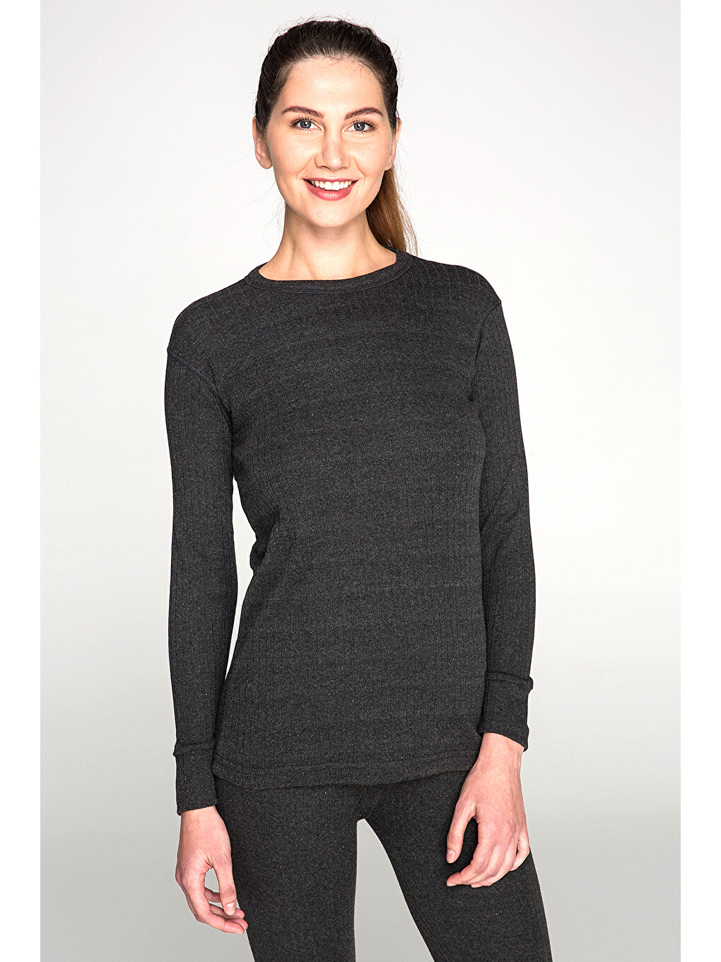 Ekru Soft Unisex Uzun Kol Fanila ANTRASiT-1