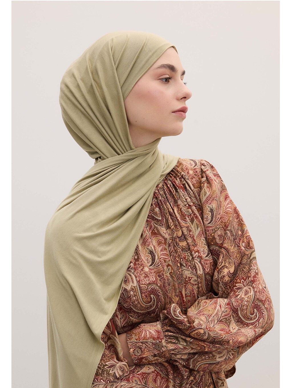 Yeşil Bambu Penye Şal Adaçayı-3