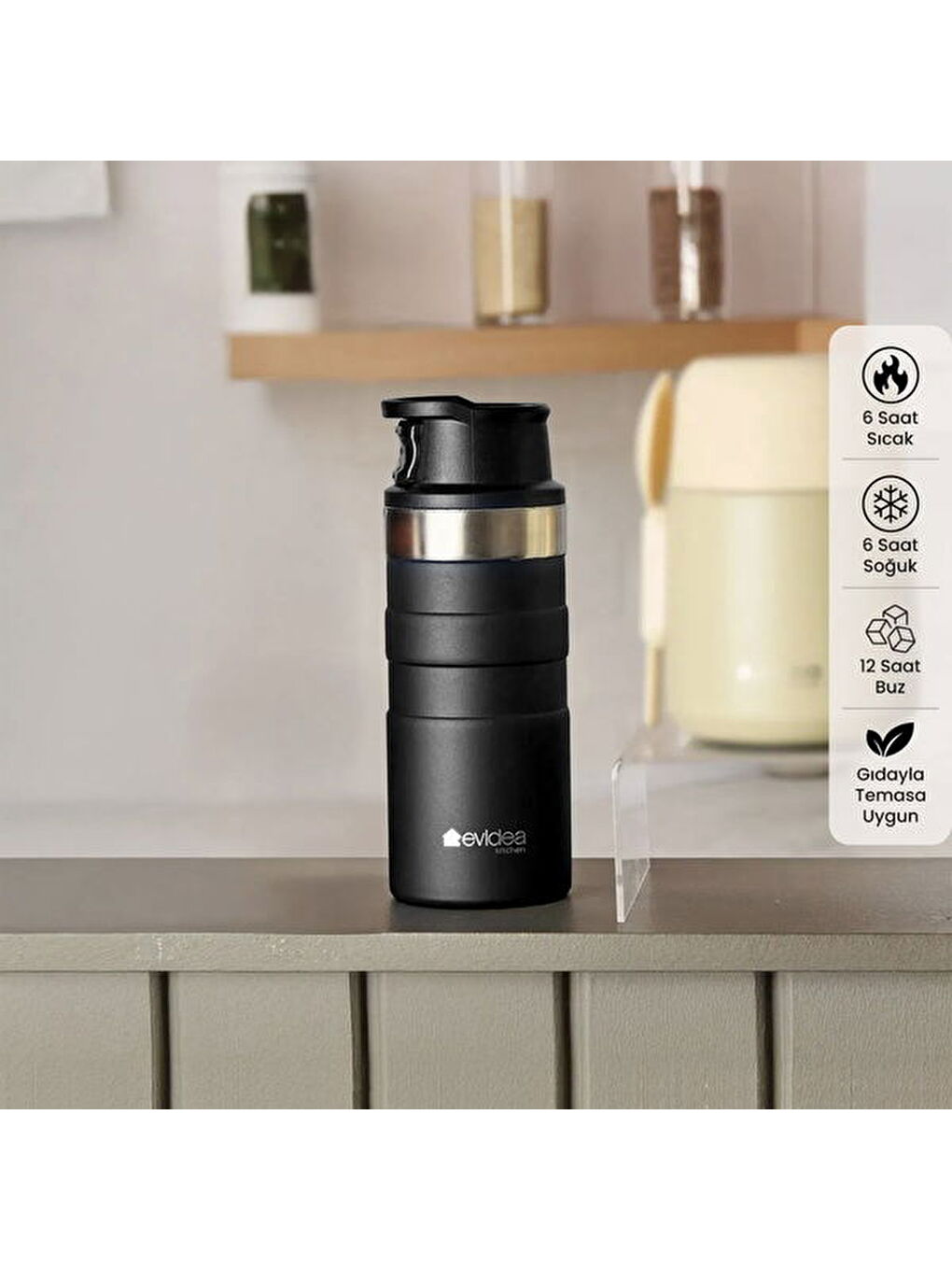 Kitchen Bireysel Termos - Siyah - 350 ml