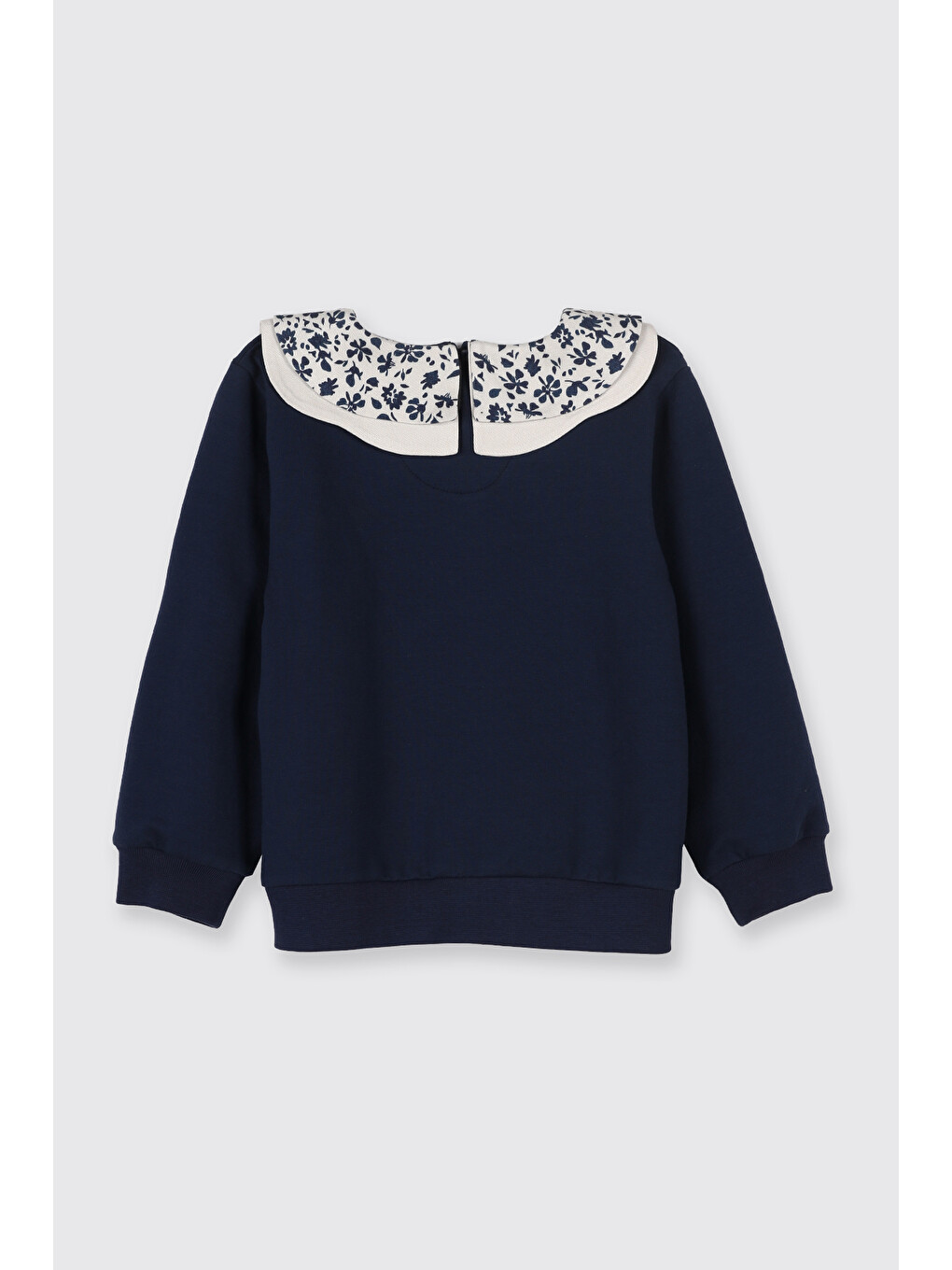 Kız Bebek Yaka Detaylı Lacivert Sweatshirt-1