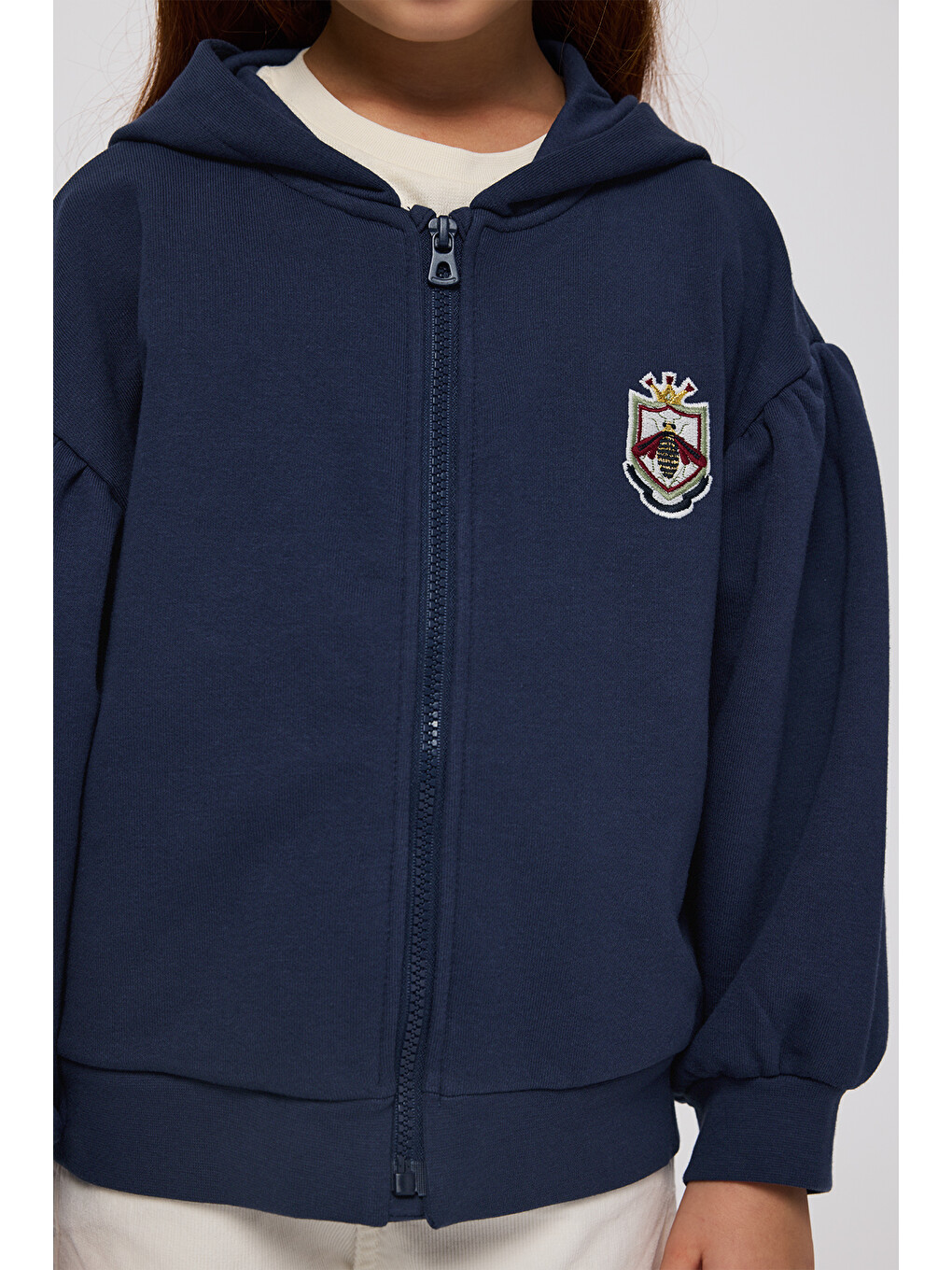 Kız Çocuk Fermuarlı Lacivert Sweatshirt-2
