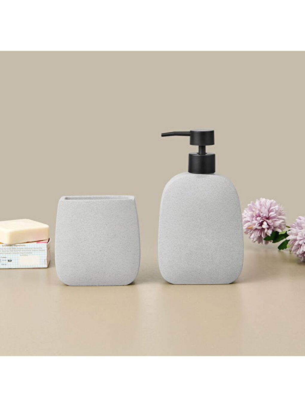 Bath Mithra 2'li Banyo Sıvı Sabunluk Seti - Gri