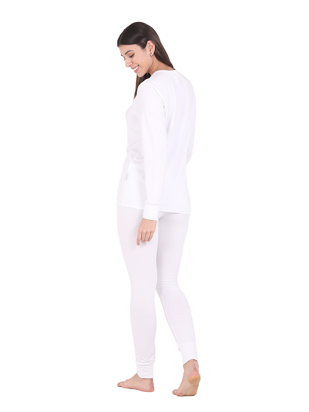 Microfiber Şardonlu Termal İçlik Set Kadın Beyaz-2