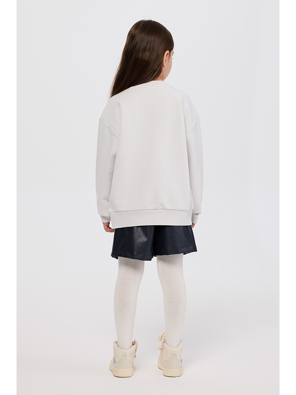 Kız Çocuk Nakışlı Gri Sweatshirt-4