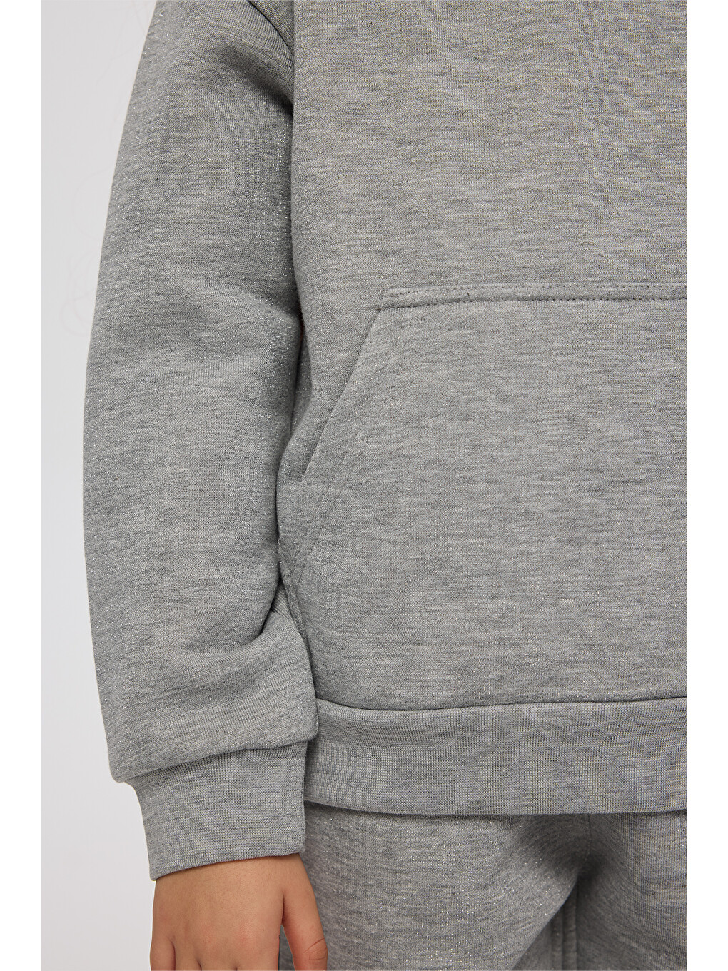 Kız Çocuk Kapüşonlu Gri Sweatshirt-3