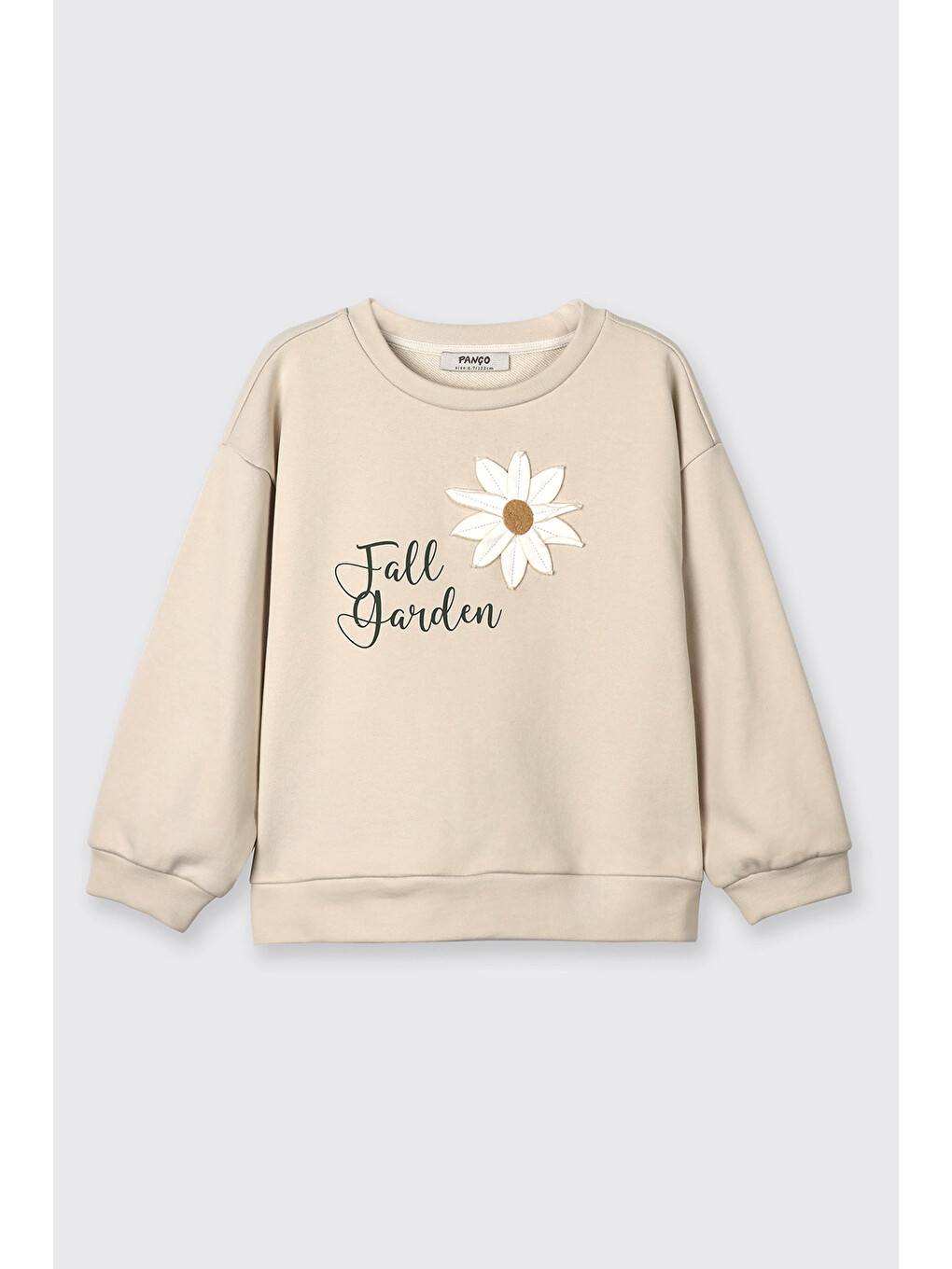 Bej Kız Çocuk Çiçek Motifli Sweatshirt-2