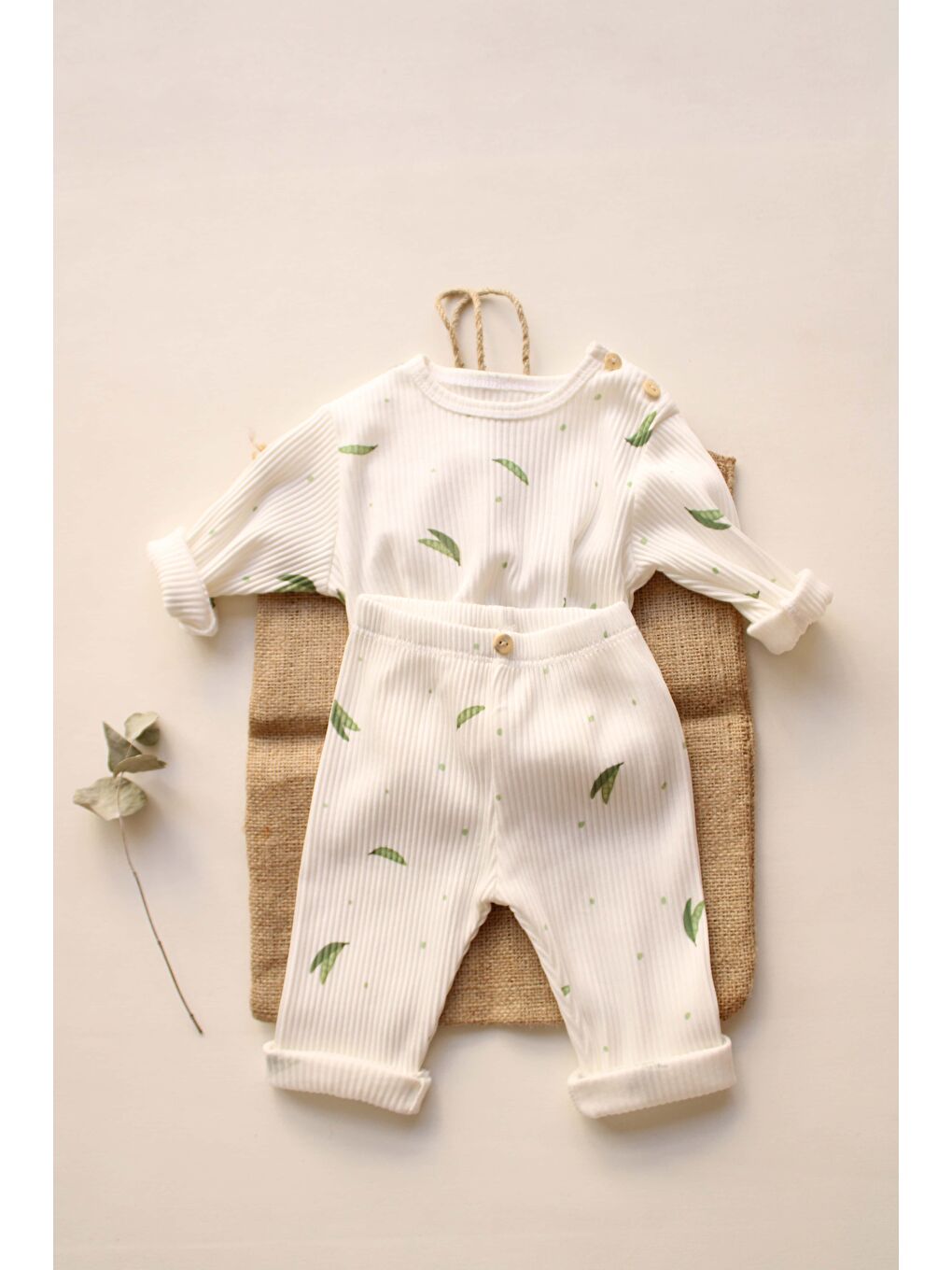 Ekru Sweet Pea Bebek Alt Üst Takım