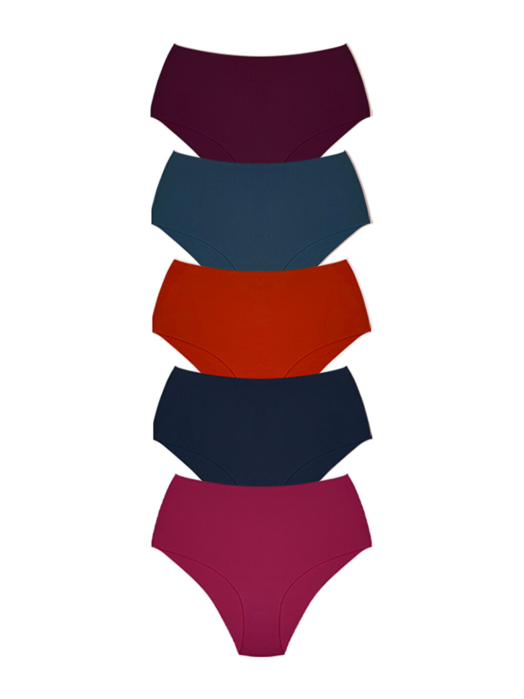 Karışık Yüksek Bel Basic Lazer Kesim Bikini Külot 5'Li Paket - 2