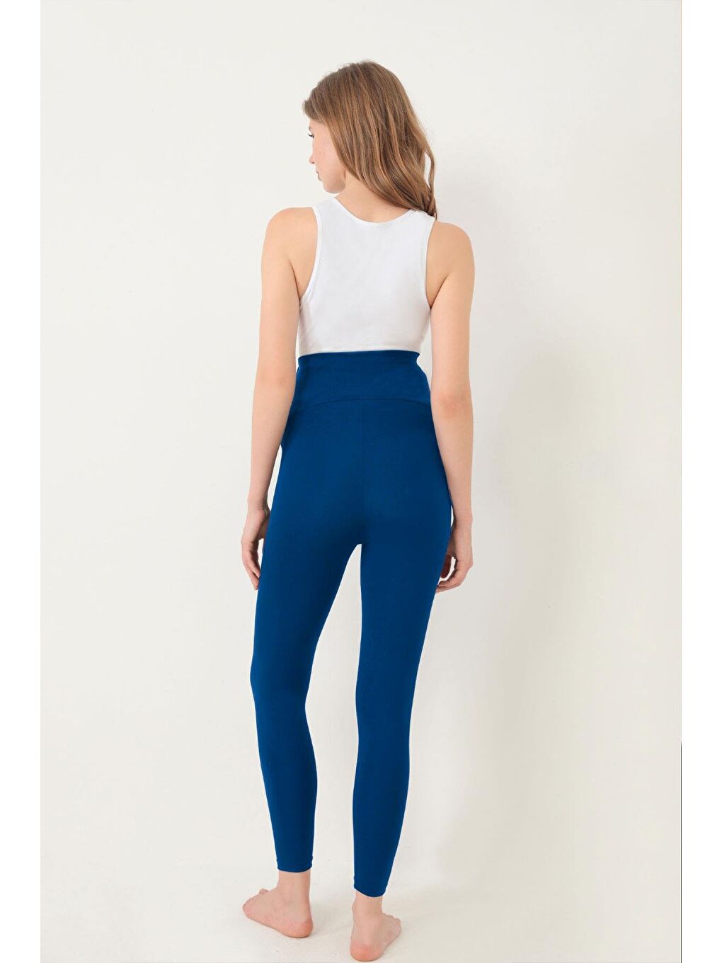 Lacivert Esnek Yüksek Bel Hamile Tayt-1