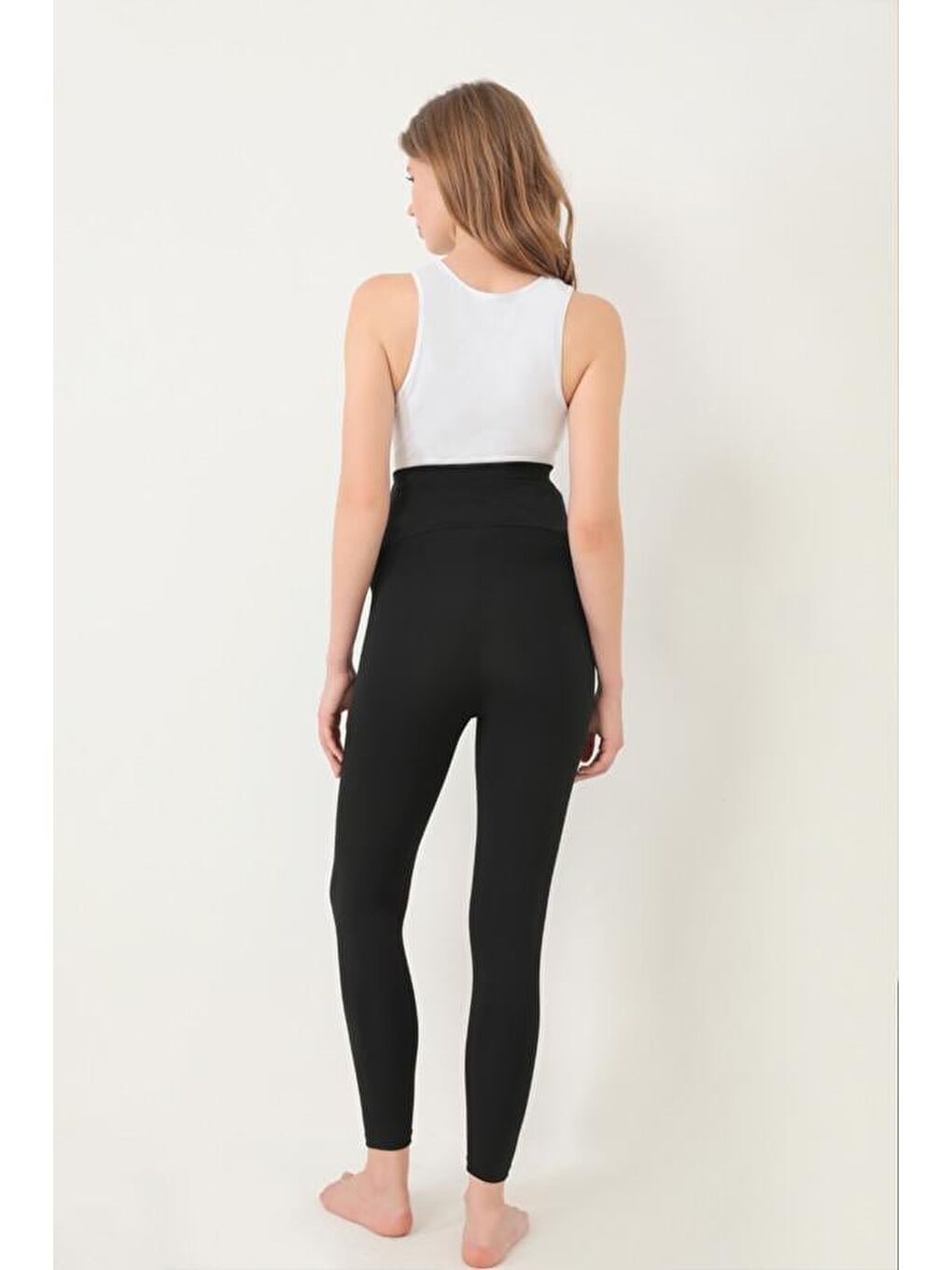 Siyah Esnek Yüksek Bel Hamile Tayt-1