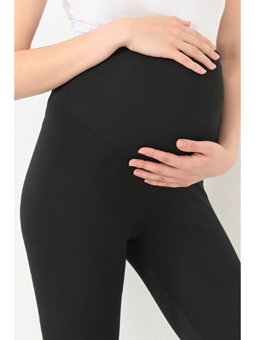 Siyah Esnek Yüksek Bel Hamile Tayt-2