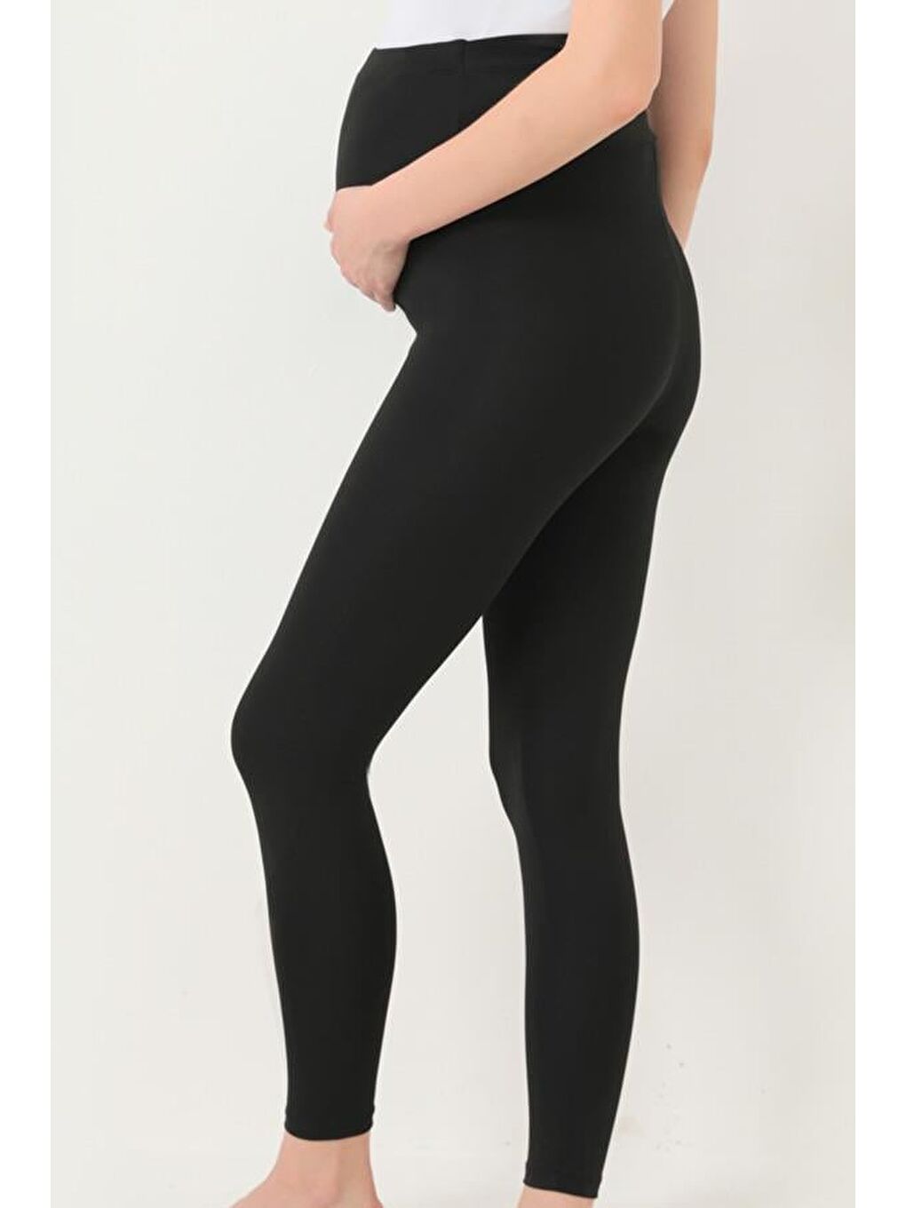Siyah Esnek Yüksek Bel Hamile Tayt-5