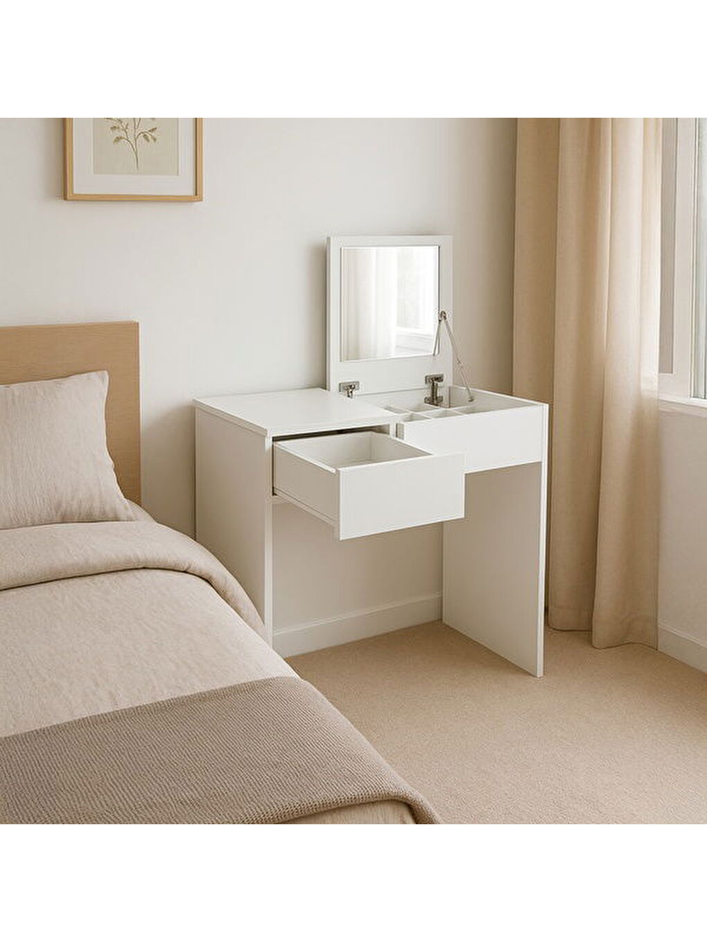 Makyaj Masası - Beyaz - 70 cm