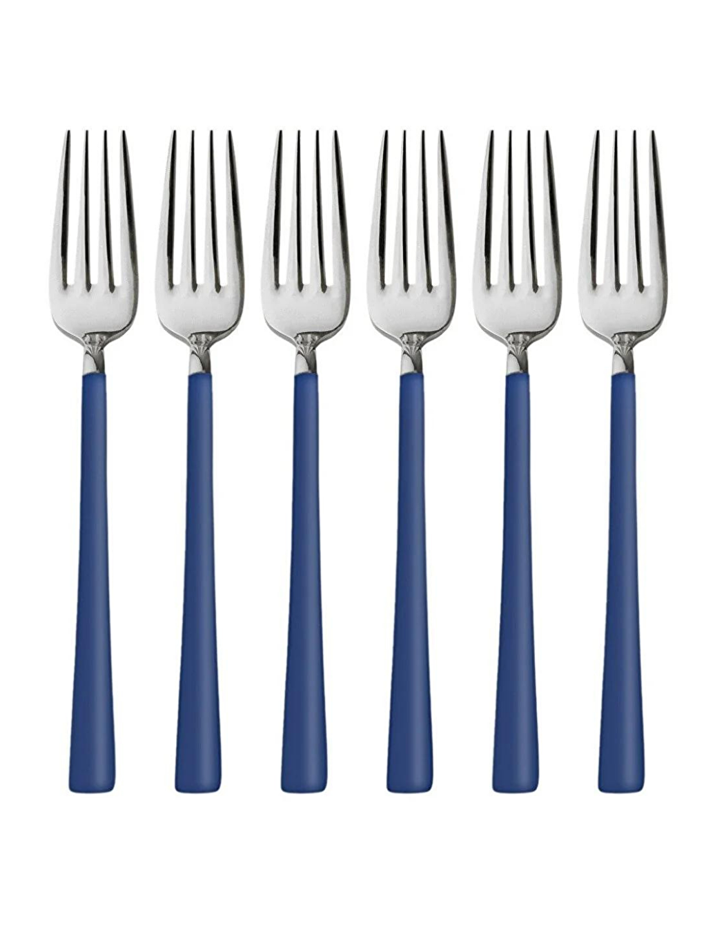 12 Adet Parlak Gümüş Mavi Tatlı Meyve Kaşık Çatal Takımı-1