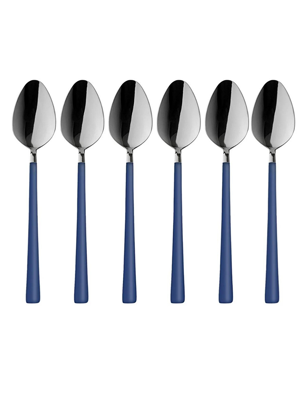12 Adet Parlak Gümüş Mavi Tatlı Meyve Kaşık Çatal Takımı-2