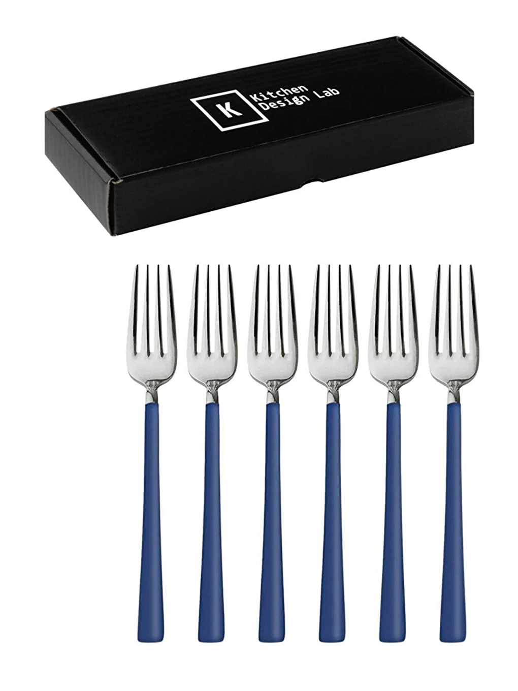 12 Adet Parlak Gümüş Mavi Tatlı Meyve Kaşık Çatal Takımı-3