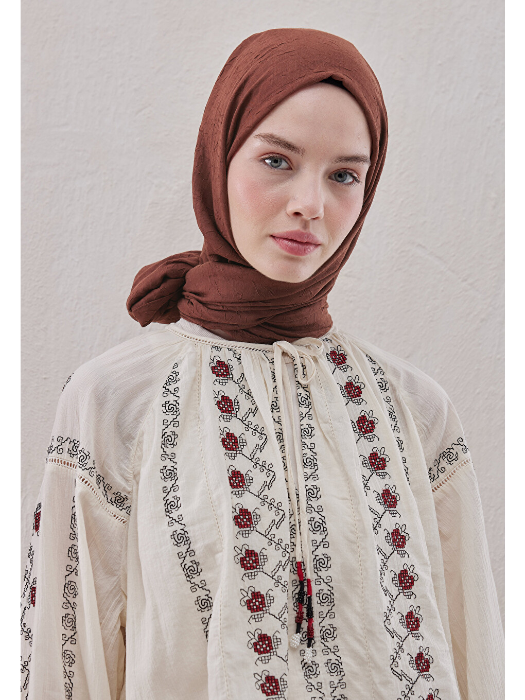 Kahverengi Bambu Şal Kızılcık-3