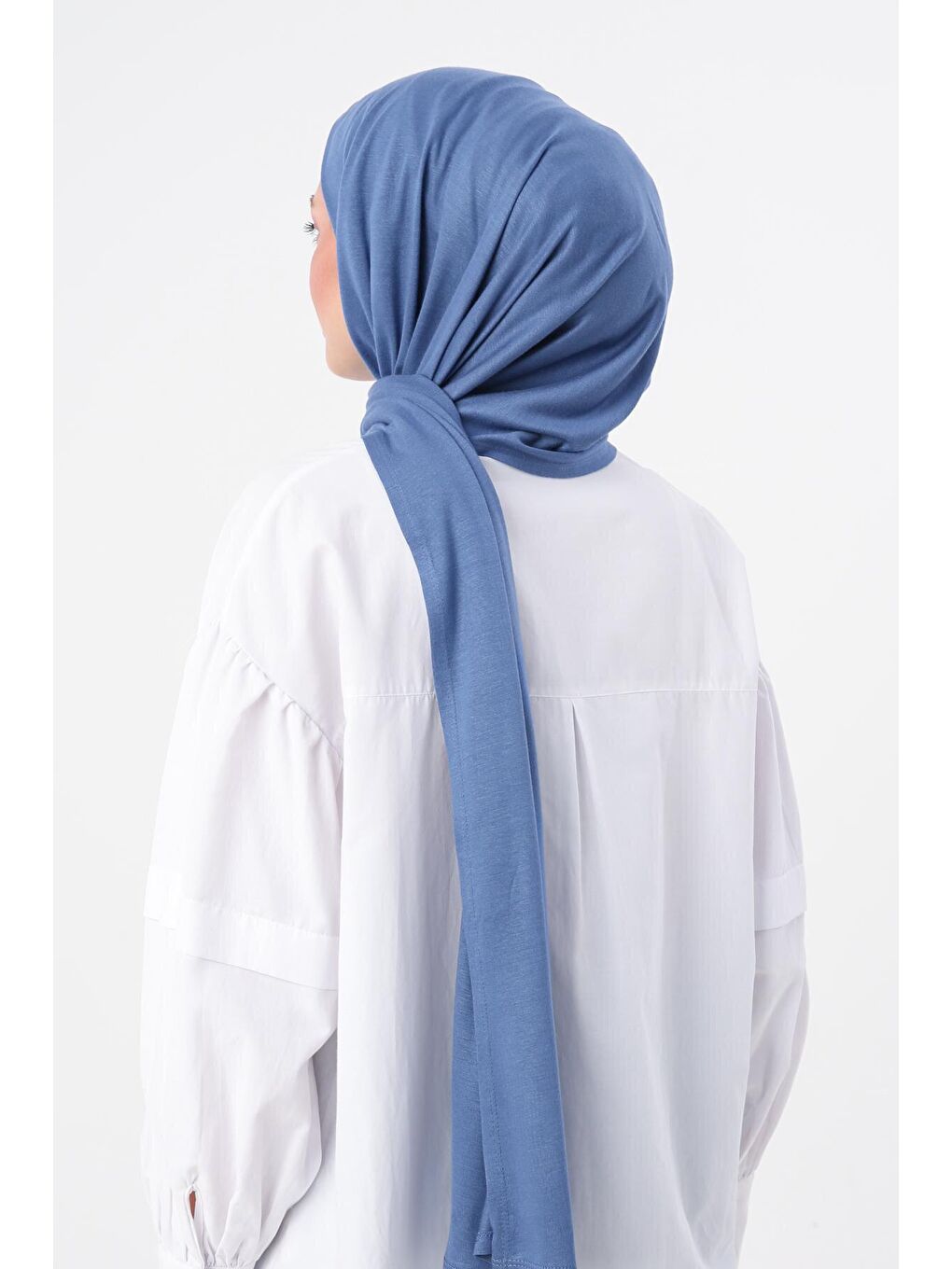 Mavi Pamuk Viskon Karışımlı Penye Şal-3