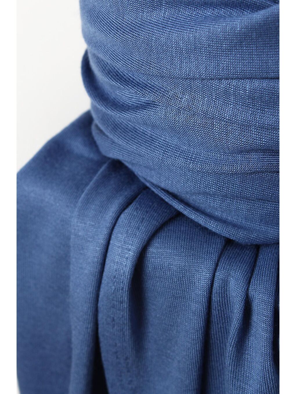 Mavi Pamuk Viskon Karışımlı Penye Şal-4
