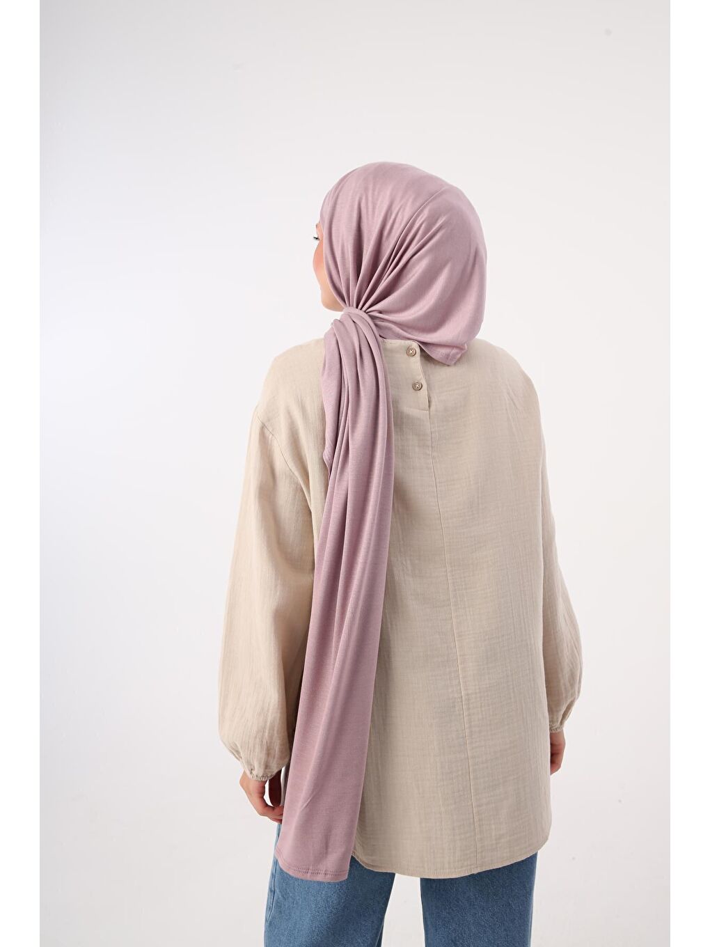 Pembe Gül Kurusu Pamuk Viskon Karışımlı Penye Şal-2