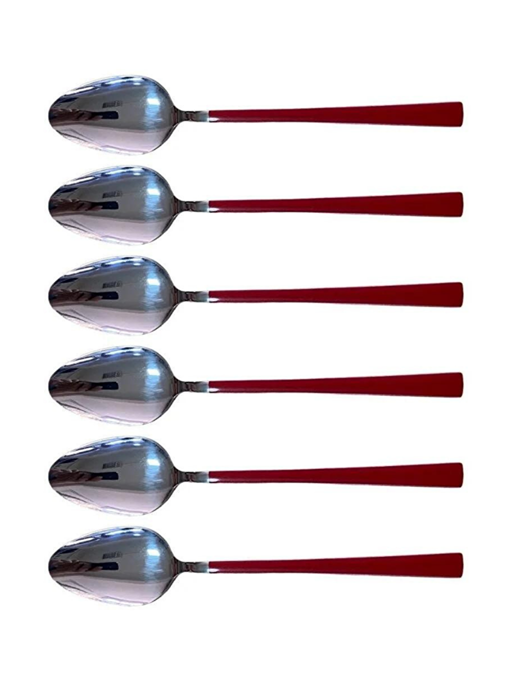 Parlak Gümüş Kırmızı Tatlı Çatal ve Kaşık Seti12 Adet Kahvaltı Pasta Tatlı Çatal Kaşık Seti-4