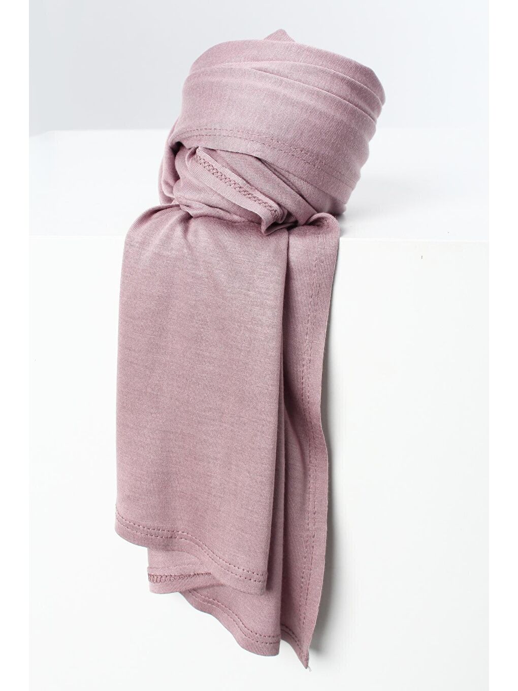 Pembe Gül Kurusu Pamuk Viskon Karışımlı Penye Şal-4