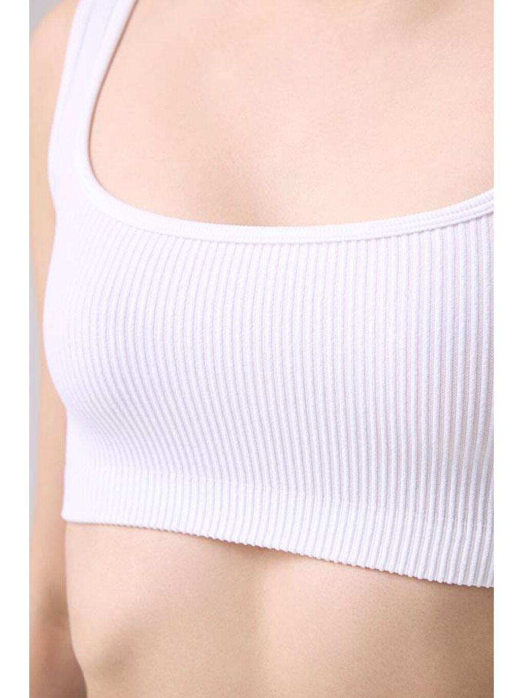 Premium - Kadın Beyaz Seamless Kare Yaka Crop Top Büstiyer-3