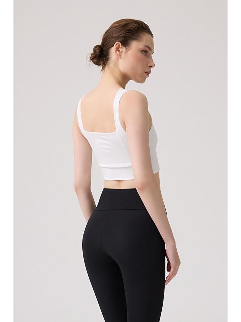 Ekru Krem Kare Yaka Crop Top Büstiyer-2