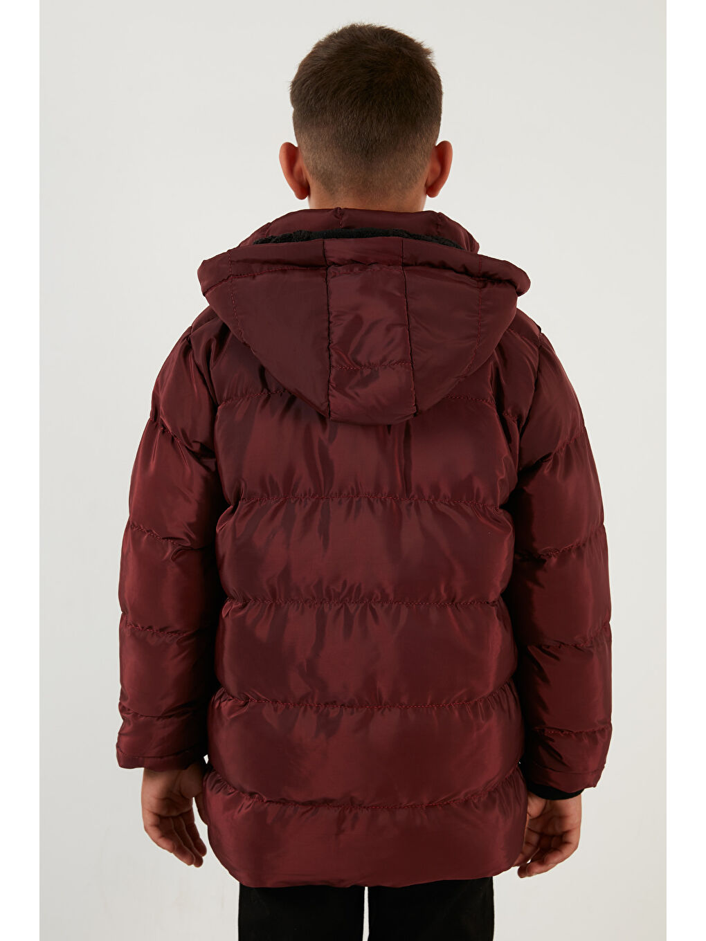 Bordo İçi Pelüş Astarlı Çıkarılabilir Kapüşonlu Şişme Erkek Çocuk Mont 5763038-6