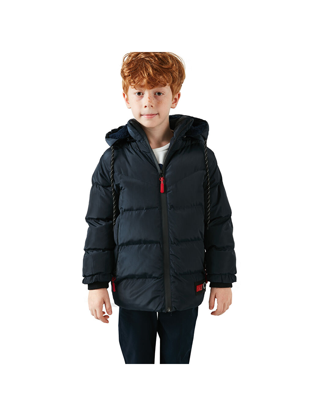 Lacivert İçi Pelüş Astarlı Çıkarılabilir Kapüşonlu Şişme Erkek Çocuk Mont 5763038-6