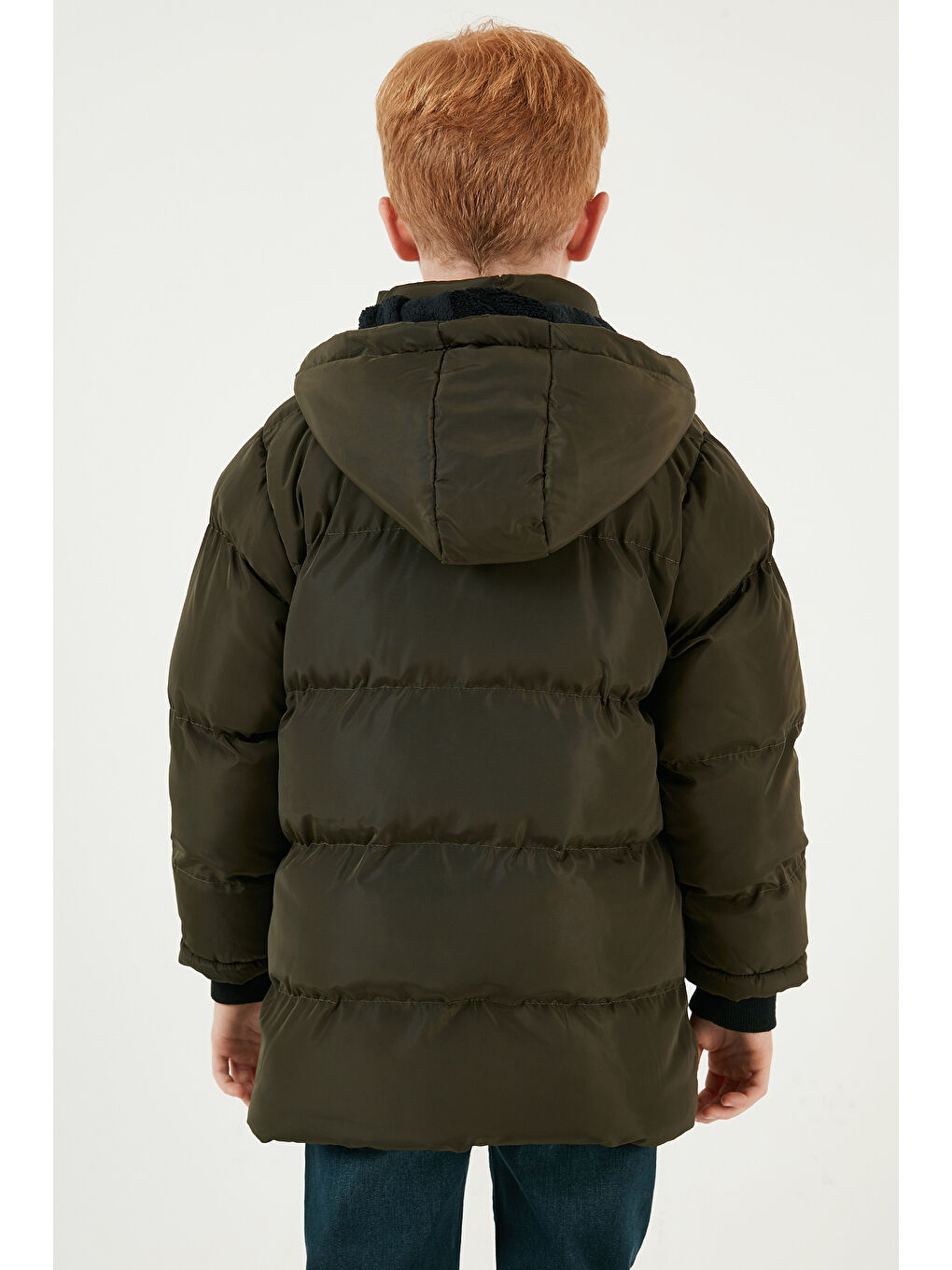 Haki İçi Pelüş Astarlı Çıkarılabilir Kapüşonlu Şişme Erkek Çocuk Mont 5763038-5