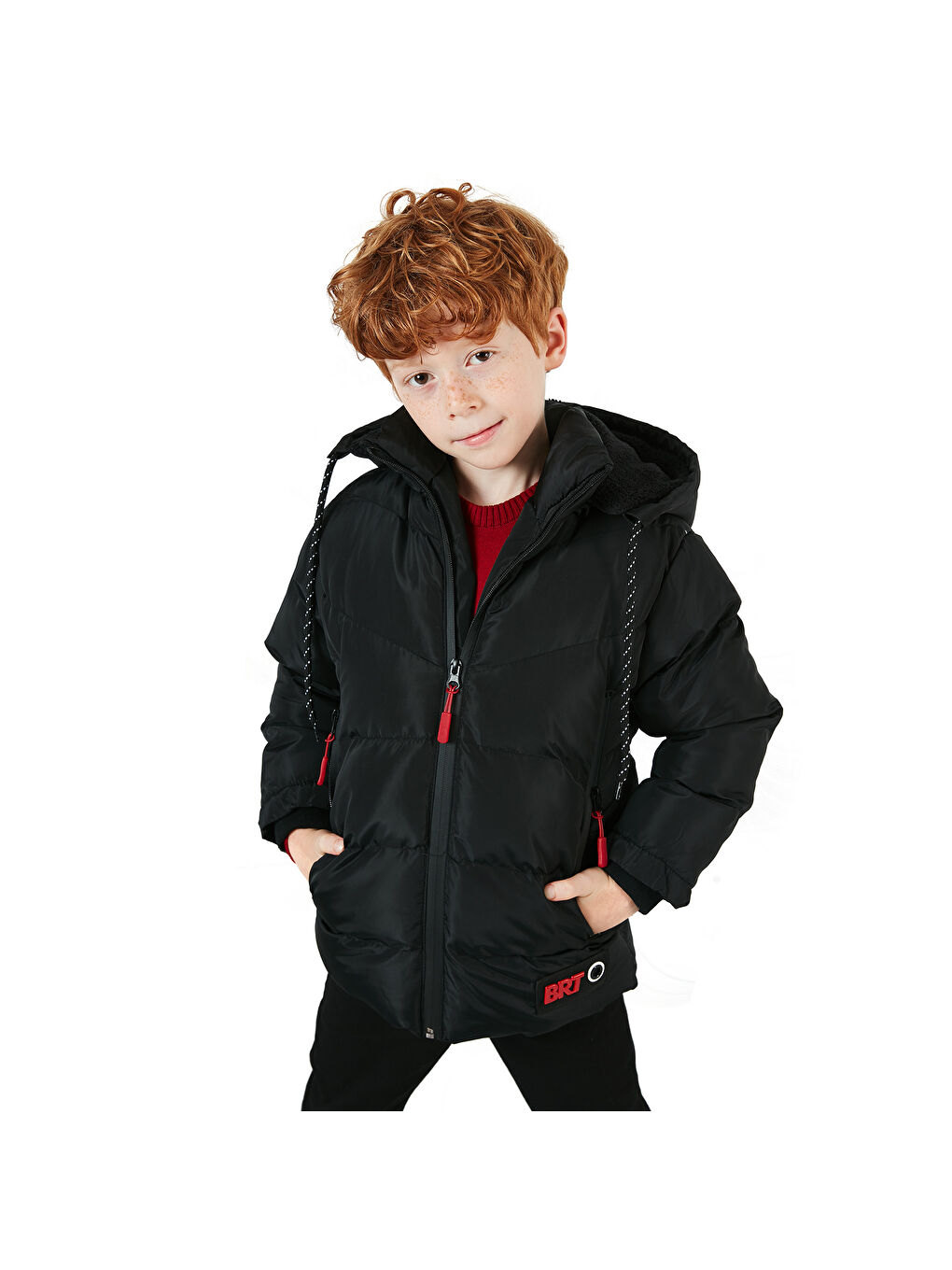 Siyah İçi Pelüş Astarlı Çıkarılabilir Kapüşonlu Şişme Erkek Çocuk Mont 5763038-6