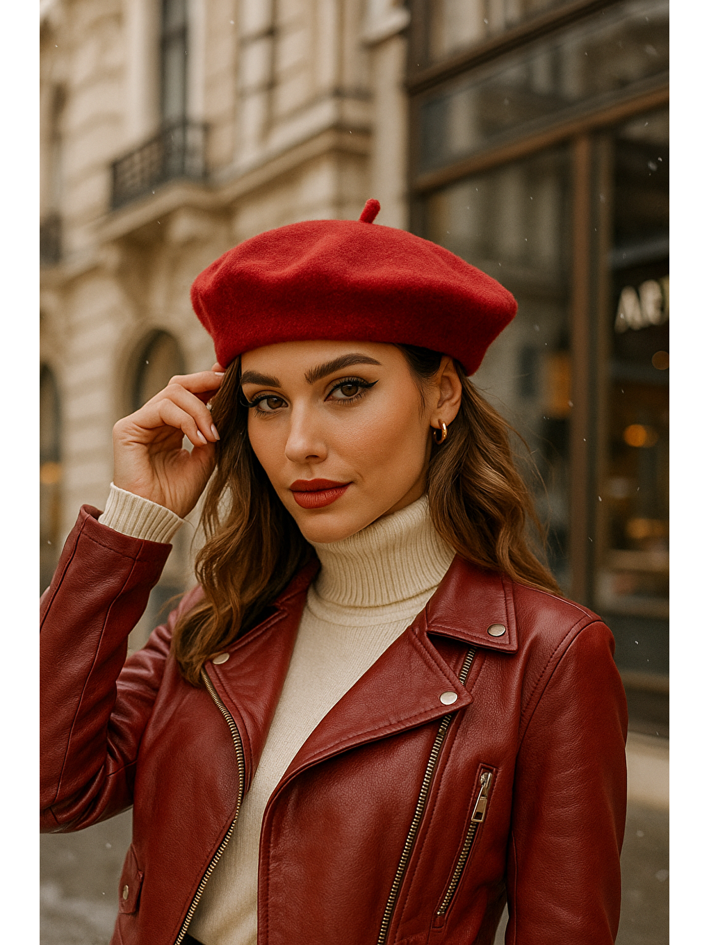 Kadın Kırmızı Ressam Bere Şapka Bere1101-1