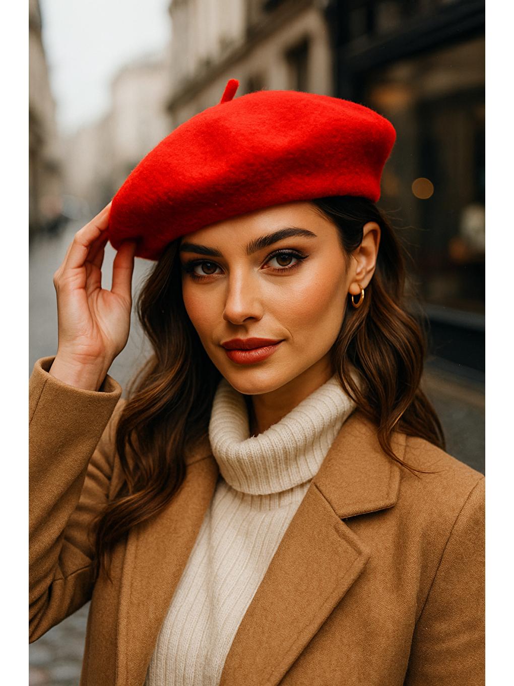 Kadın Kırmızı Ressam Bere Şapka Bere1101-2