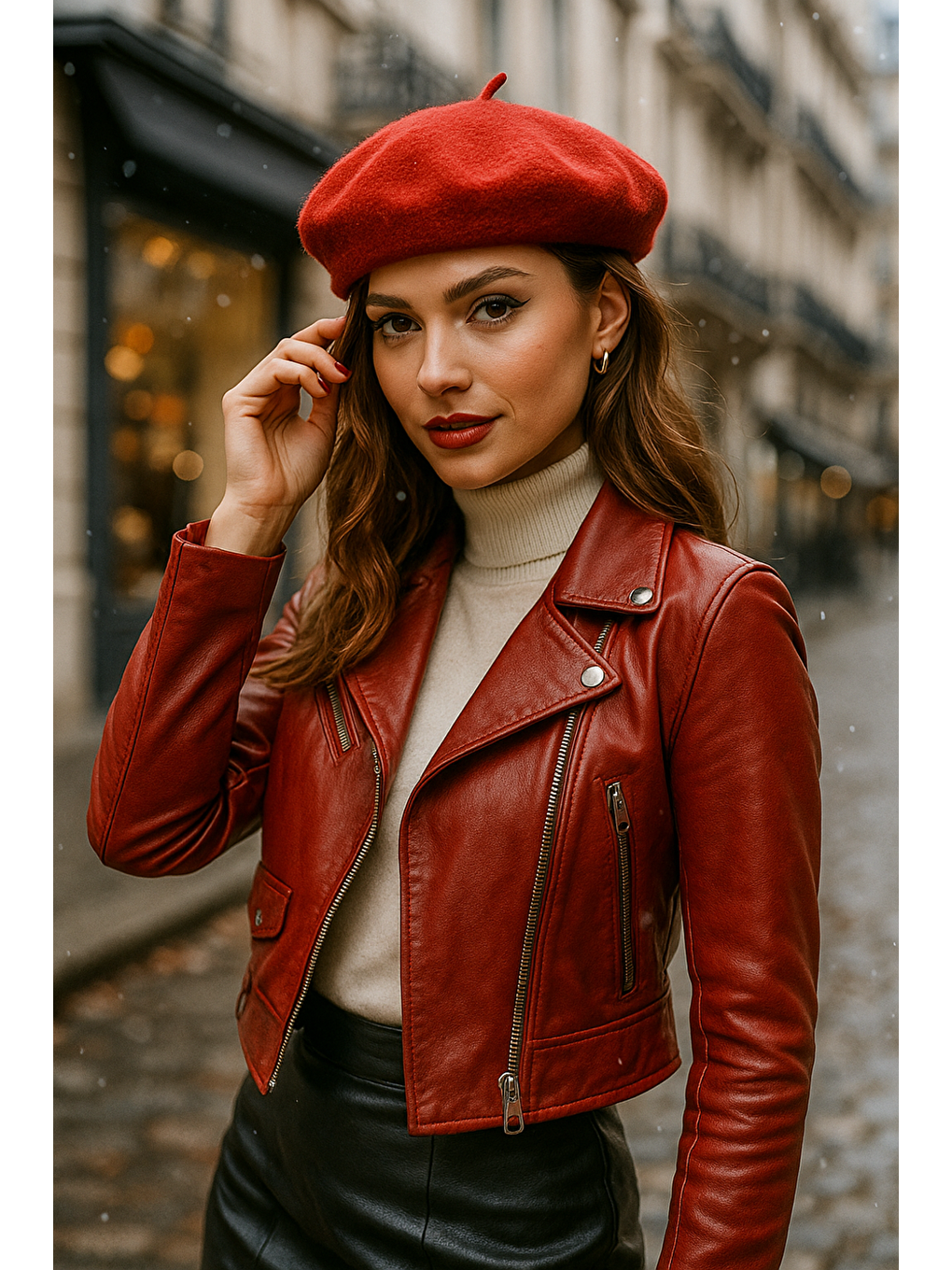 Kadın Kırmızı Ressam Bere Şapka Bere1101-3