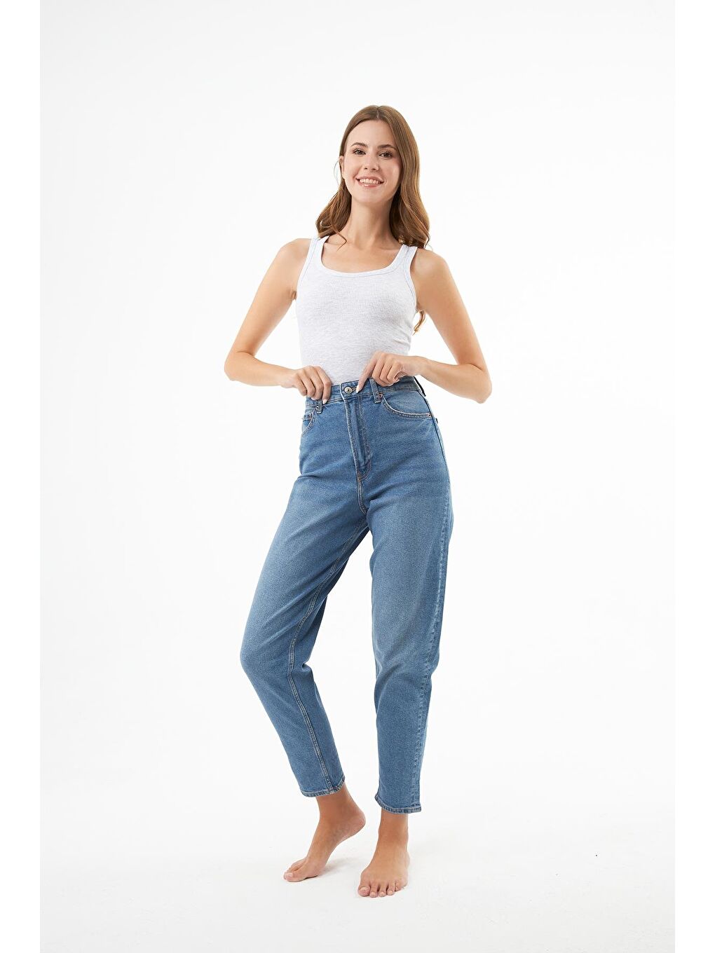 Gri Pamuklu Kalın Askılı Fitilli Kadın Atlet-8