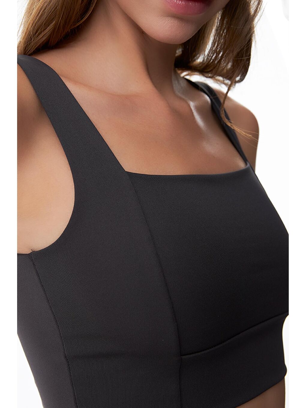 Gri Füme Kare Yaka Crop Top Büstiyer-3