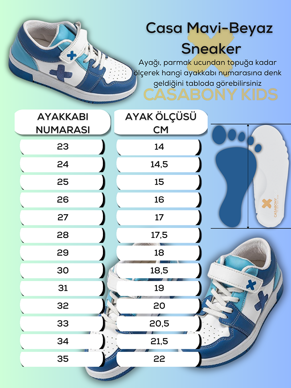 Casa Mavi Beyaz Erkek Çocuk Sneakers-4